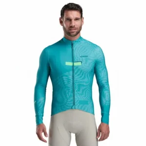 Long-sleeve jersey perf graphic azure green