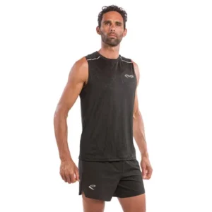 Tee shirt sleeveless graphic tech run black